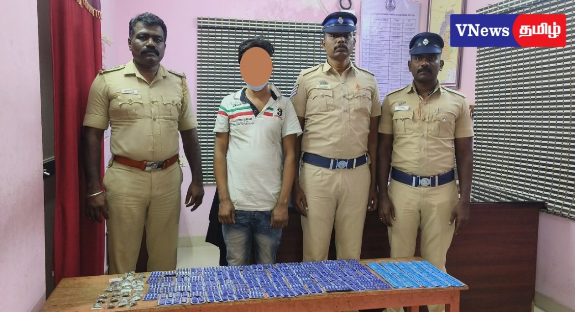 1152 போதை மாத்திரைகள், 60 கிராம் கஞ்சா பறிமுதல் –