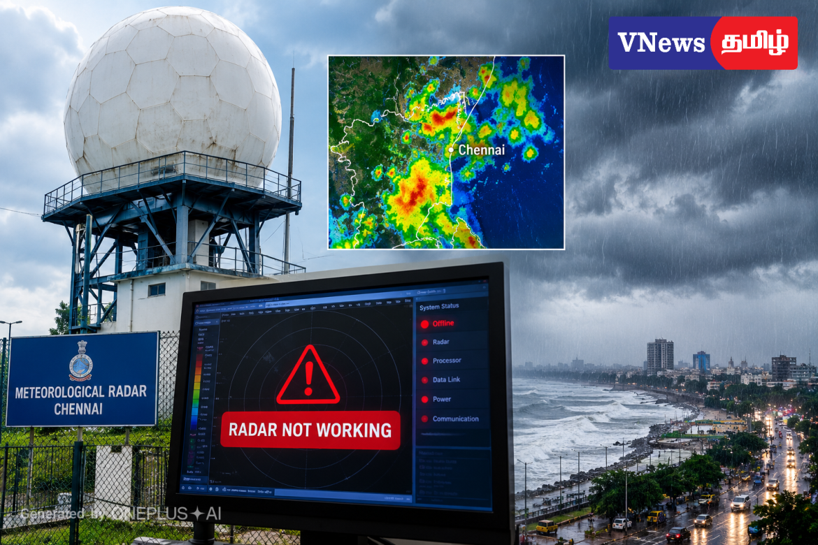 வடகிழக்கு பருவமழை தீவிரம்! சென்னையில் வானிலை ரேடார் செயலிழந்ததா? நிகழ்நேர மழை கணிப்பில் சிக்கல்!